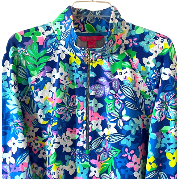 NWOT LILLY PULITZER Melena Size XL Borealis Blue Social Sunset Popover Zip Top - Picture 10 of 10
